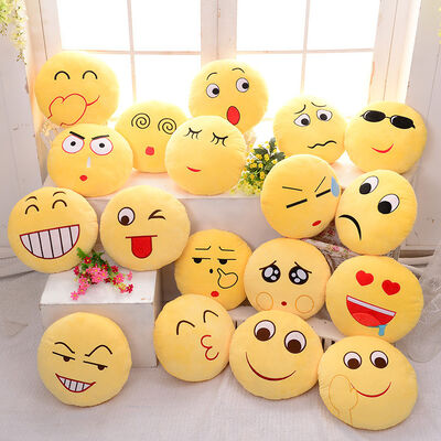 amarelo do Emoticon de Emoji de 22 estilos e coxins e descansos enchidos redondos para a decoração home