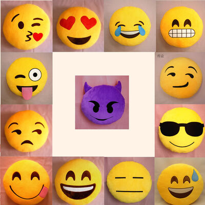 amarelo do Emoticon de Emoji de 22 estilos e coxins e descansos enchidos redondos para a decoração home