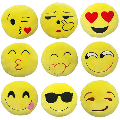 amarelo do Emoticon de Emoji de 22 estilos e coxins e descansos enchidos redondos para a decoração home