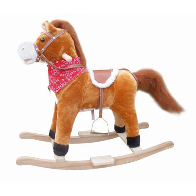 O cavalo de balanço bonito das crianças brinca grande claro conduzido da boca cauda movente sadia