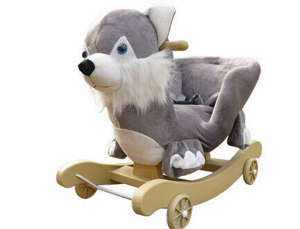 Do cão alaranjado da cadeira de balanço do bebê da forma brinquedos animais do luxuoso com música para as crianças que jogam a equitação