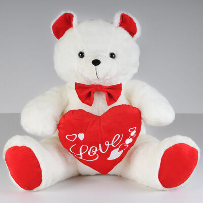 Urso de peluche enchido dos brinquedos do dia de Valentim da forma com comemoração vermelha do impulso do coração