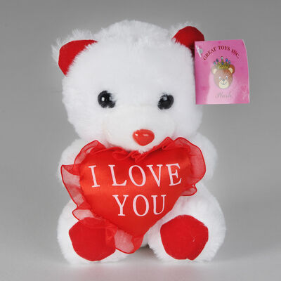 Urso de peluche enchido dos brinquedos do dia de Valentim da forma com comemoração vermelha do impulso do coração