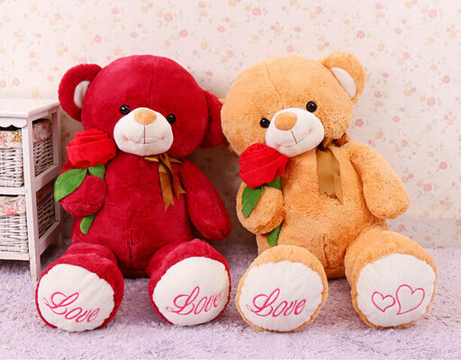Brinquedos vermelhos gigantes bonitos do bicho de pelúcia do urso de peluche com o jumbo da flor de Rosa 80cm