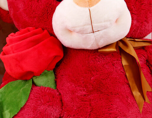 Brinquedos vermelhos gigantes bonitos do bicho de pelúcia do urso de peluche com o jumbo da flor de Rosa 80cm