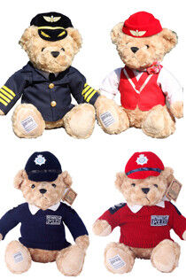 O bicho de pelúcia de 8 polegadas brinca o urso de peluche piloto com os uniformes para presentes da promoção