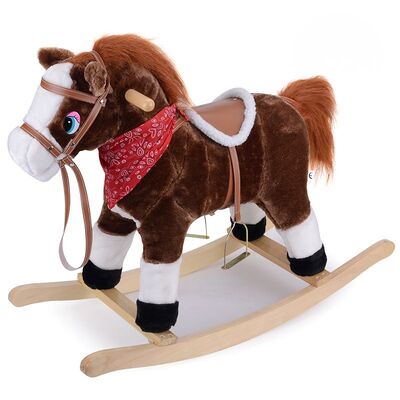 O cavalo de balanço bonito das crianças brinca grande claro conduzido da boca cauda movente sadia