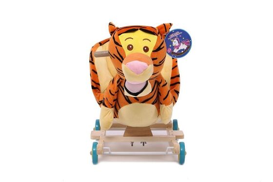 O bebê bonito bonito de Brown brinca a cadeira animal de balanço do bebê do luxuoso do tigre
