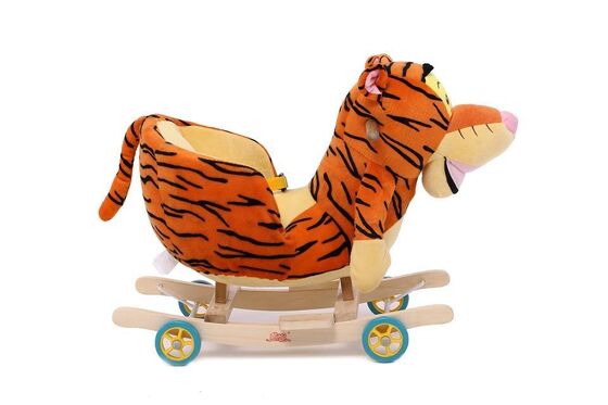 O bebê bonito bonito de Brown brinca a cadeira animal de balanço do bebê do luxuoso do tigre
