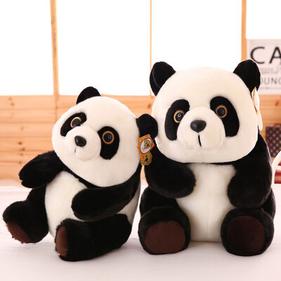 O bicho de pelúcia caçoa a panda genuína dada forma, 20cm/30cm/45cm do preto do luxuoso dos brinquedos do luxuoso