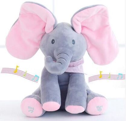 Auge cinzento brinquedos de um luxuoso da música da vaia, brinquedo enchido eletrônico do elefante