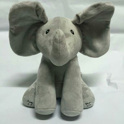 Auge cinzento brinquedos de um luxuoso da música da vaia, brinquedo enchido eletrônico do elefante
