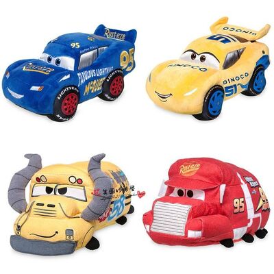 Os carros originais vermelhos dos pilotos da barata de Disney brincam 3 brinquedos enchidos do luxuoso dos desenhos animados para o jogo do bebê