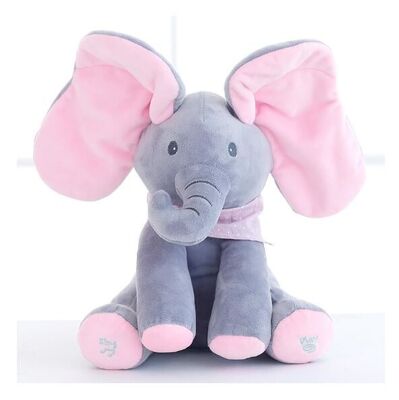 Auge musical brinquedos peluches de um luxuoso do bebê bonde do esconde-esconde do jogo do elefante da vaia