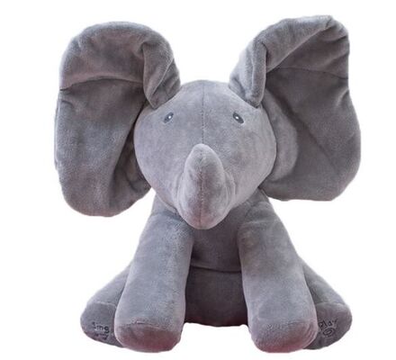 Auge musical brinquedos peluches de um luxuoso do bebê bonde do esconde-esconde do jogo do elefante da vaia