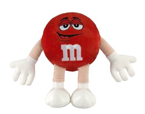 Bichos de pelúcia vermelhos do caráter de M&M para bebês, brinquedos pequenos do luxuoso