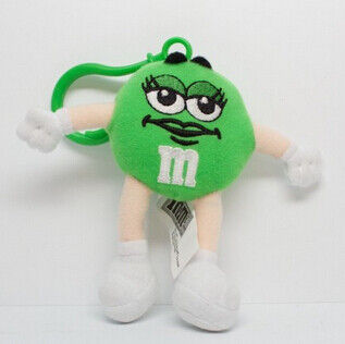 O luxuoso bonito Keychains dos bichos de pelúcia verdes do caráter de M&M personalizou