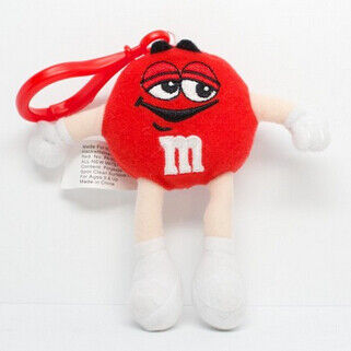 Bichos de pelúcia vermelhos personalizados do caráter de Keychain M&M do brinquedo do luxuoso