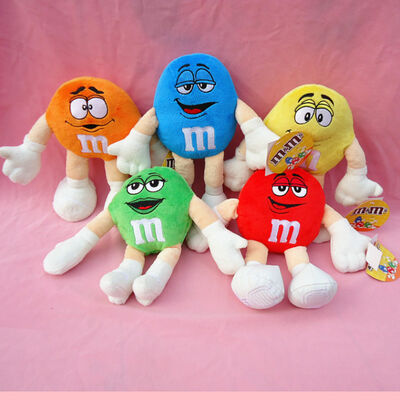 Bichos de pelúcia vermelhos do caráter de M&M para bebês, brinquedos pequenos do luxuoso