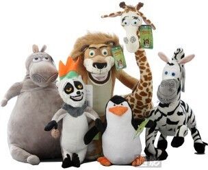 Bichos de pelúcia pequenos o boneco de acção do conjunto completo da família de Madagáscar 3