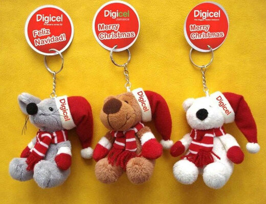 O luxuoso enchido pendente de suspensão pequeno do Natal de Keychain do urso de peluche brinca o OEM