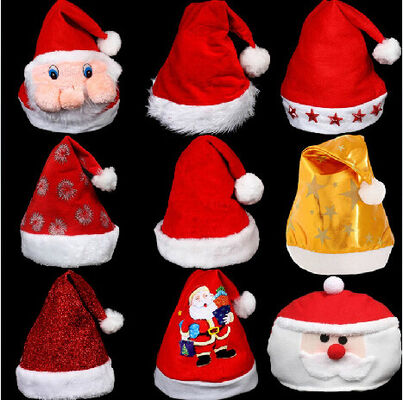 Chapéu vermelho do Natal para o chapéu do luxuoso do presente para a festa de Natal, imprimindo Papai Noel