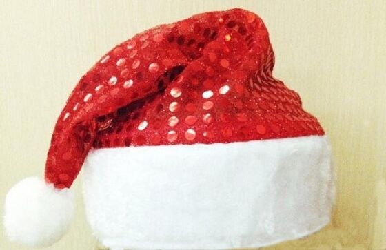 O luxuoso personalizado brinca o chapéu do Natal da dança com ouro Podwer, vermelho/azul