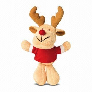 O luxuoso bonito do Natal do bicho de pelúcia dos alces da rena brinca o tamanho de 15cm