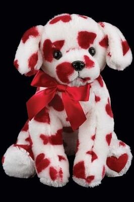 cão macio do dia de Valentim de 25cm com coração vermelho os brinquedos enchidos do impulso para presentes