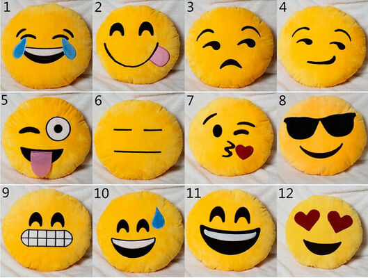 amarelo do Emoticon de Emoji de 22 estilos e coxins e descansos enchidos redondos para a decoração home