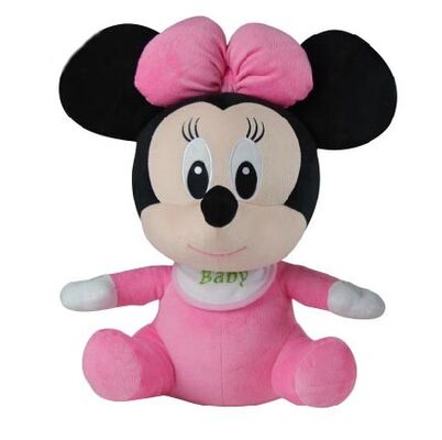 Brinquedos macios do luxuoso de Disney do rosa do brinquedo de Minnie Mouse da cabeça grande com logotipo feito sob encomenda