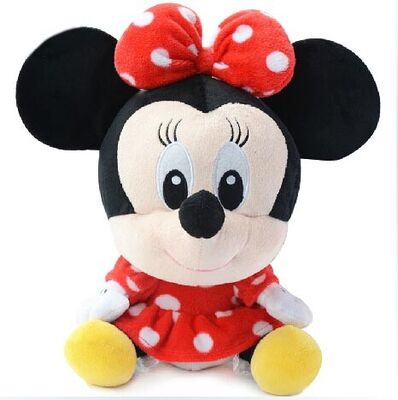 Brinquedos macios do luxuoso de Disney do rosa do brinquedo de Minnie Mouse da cabeça grande com logotipo feito sob encomenda