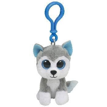 Brinquedo ronco Keychain do luxuoso do bicho de pelúcia do cão, branco cinzento/branco/arroz