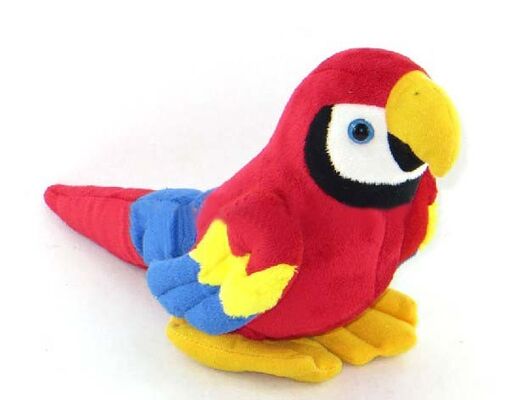 O bicho de pelúcia vermelho do papagaio da floresta brinca o brinquedo macio do luxuoso das crianças