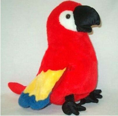 O bicho de pelúcia vermelho do papagaio da floresta brinca o brinquedo macio do luxuoso das crianças