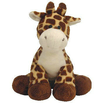Brinquedos bonitos do bicho de pelúcia do girafa de Brown que sentam e que estão a pose