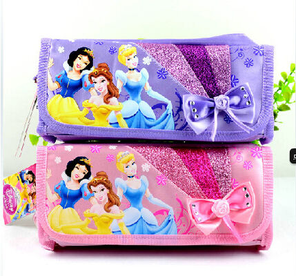 Princesa Luxuoso Lápis Saco roxa/do rosa Disney com o zíper para presentes da promoção
