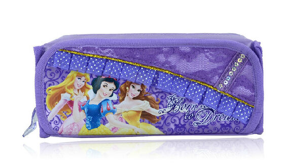 Princesa Luxuoso Lápis Saco roxa/do rosa Disney com o zíper para presentes da promoção
