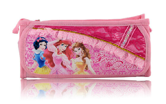 Princesa Luxuoso Lápis Saco roxa/do rosa Disney com o zíper para presentes da promoção